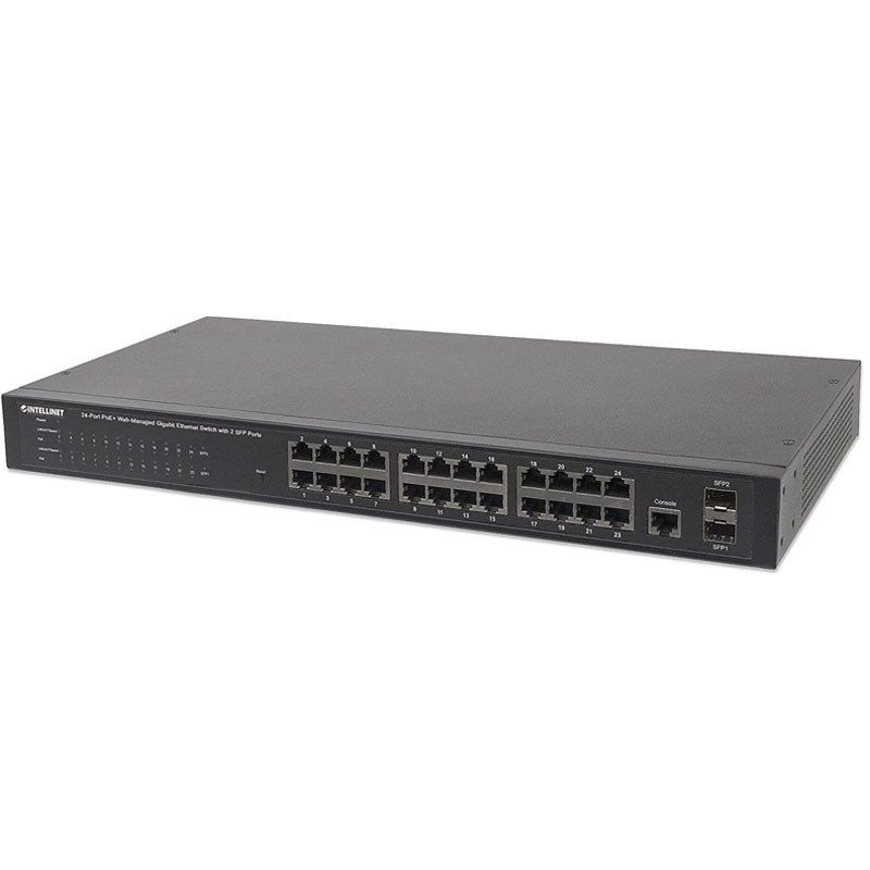Switch Intellinet Web-Managed Peo 24-Port Gigabit 10/100/1000 +2 SFP Noir Switch Intellinet Web-Managed Peo 24-Port Gigabit 10/100/1000 +2 SFP Noir