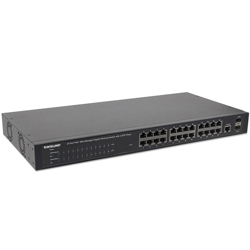 Switch Intellinet Web-Managed Peo 24-Port Gigabit 10/100/1000 +2 SFP Noir