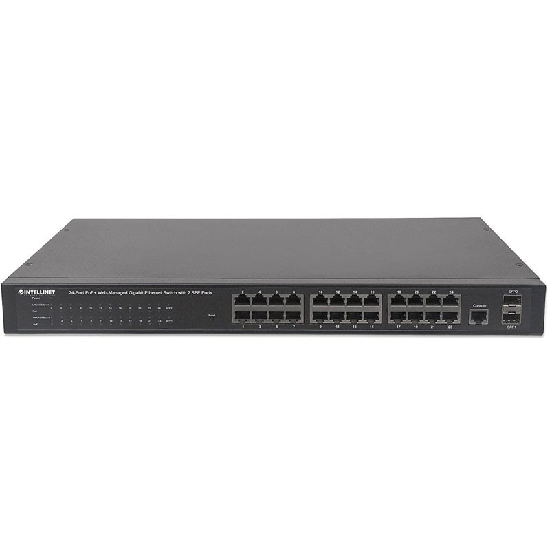 Switch Intellinet Web-Managed Peo 24-Port Gigabit 10/100/1000 +2 SFP Noir