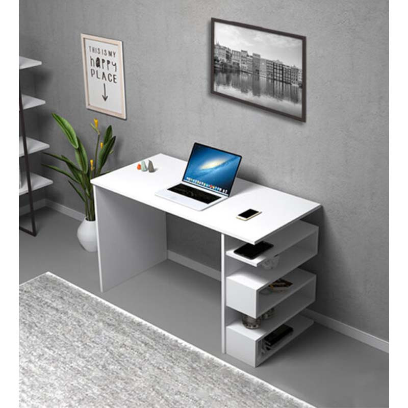 Bureau Avec Rangement Zigzag Blanc