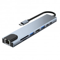 Adaptateur 8En1 USB-C Pour Ordinateur Portable Gris en Tunisie