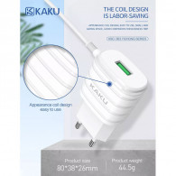 Chargeur Kaku 2A USB + Câble Intégré Pour Iphone Blanc