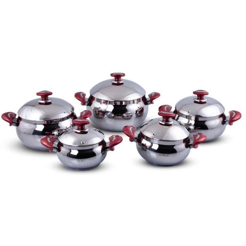 Batterie Inox Oms Collection 10 Pièces Rouge Bordeaux