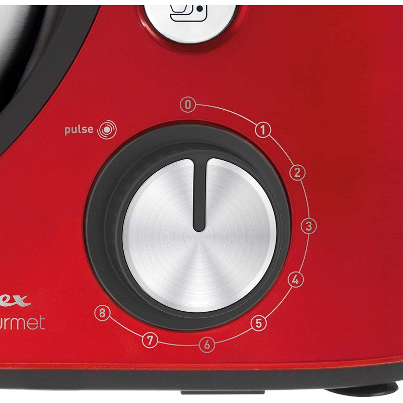 Robot Pétrin Moulinex 1100W Bol 4,6L 6 Vitesses + Blender 1,5L - Rouge