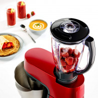 Robot Pétrin Moulinex 1100W Bol 4,6L 6 Vitesses + Blender 1,5L - Rouge Robot Pétrin Moulinex 1100W Bol 4,6L 6 Vitesses + Blender 1,5L - Rouge
