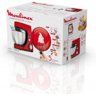 Robot Pétrin Moulinex 1100W Bol 4,6L 6 Vitesses + Blender 1,5L - Rouge Robot Pétrin Moulinex 1100W Bol 4,6L 6 Vitesses + Blender 1,5L - Rouge