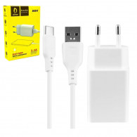 Chargeur Denmen DC01T + Câble USB Vers Type-C Blanc