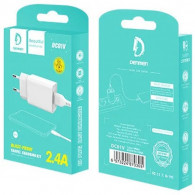 Chargeur Denmen DC01V + Câble USB Vers Type-C Blanc