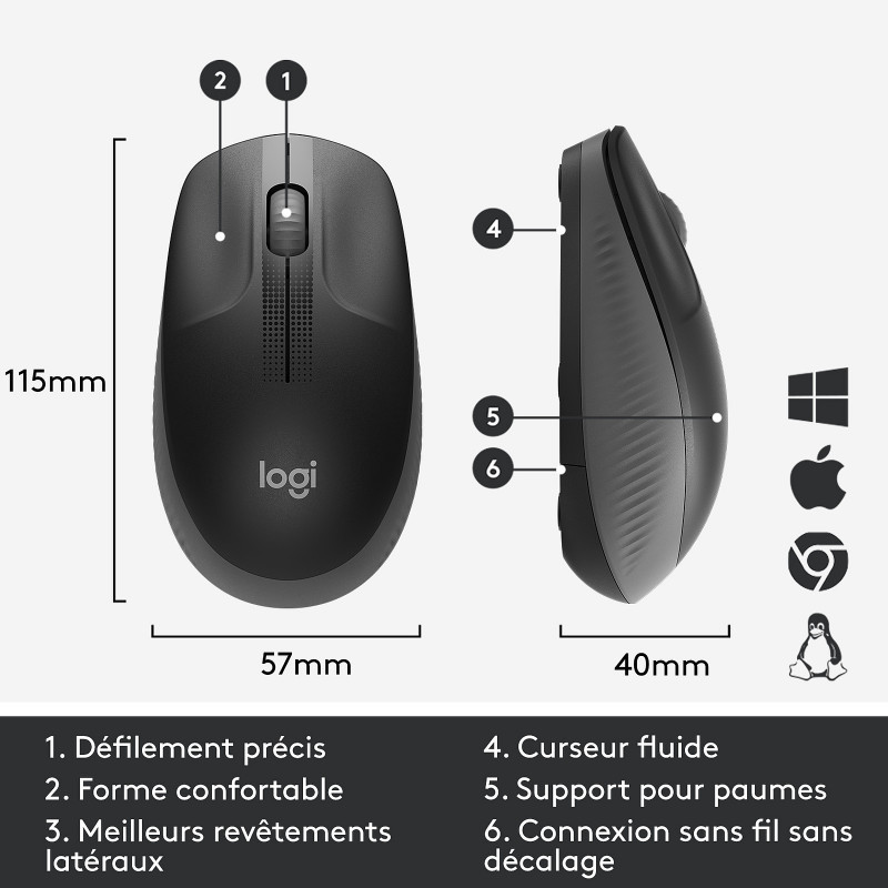 Souris Sans Fil Logitech M190 Noir