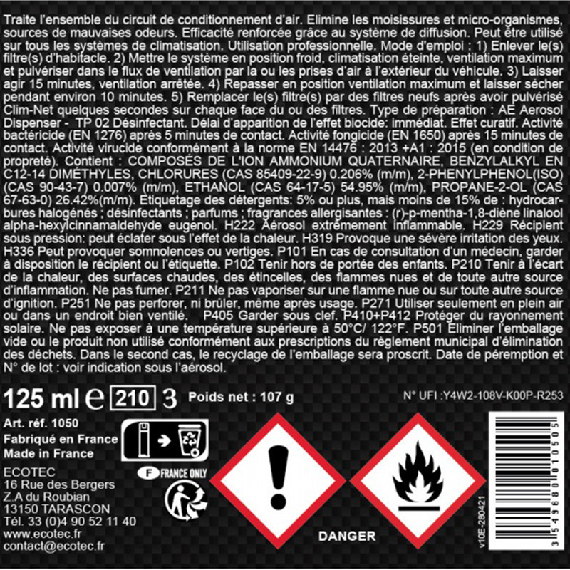 Traitement Complet Des Système De Climatisation 125ml