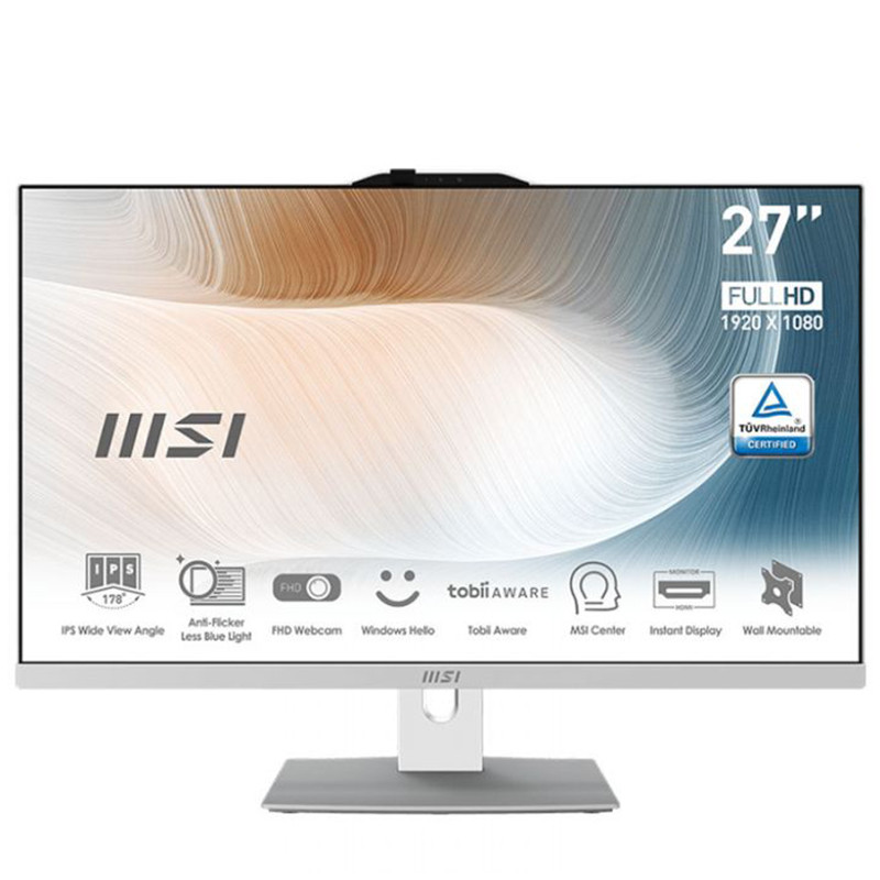 Pc De Bureau Tout En Un MSI Modern AM272P 12M I7 12Gén 8Go 1To + 256Go SSD Blanc (9S6-AF8212-210)
