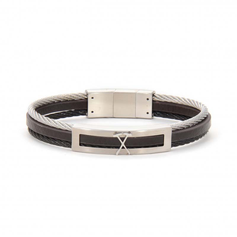 Bracelet Homme Santa Barbara Polo Noir Et Gold (SBJ.6.1049-1)