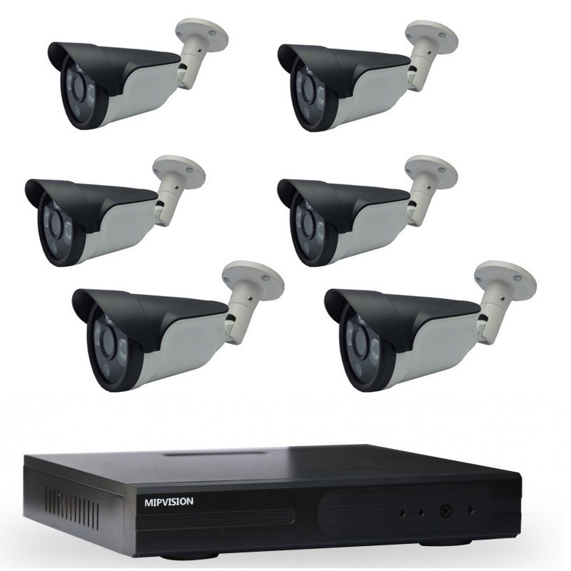 Pack DVR+6 Cameras Externes MipVision 1MP Noir Tunisie
