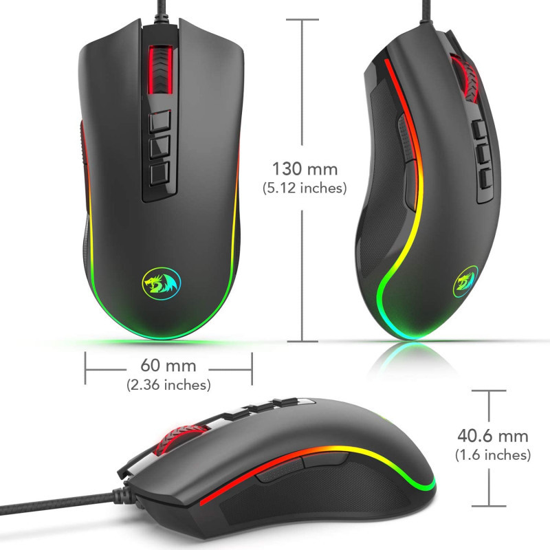 Souris Gaming Filaire Redragon Cobra FPS Noir