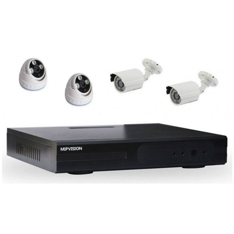 Pack Camera Surveillance MipVision DVR 2 + Caméras Interne + 2 Caméras Externes Noir
