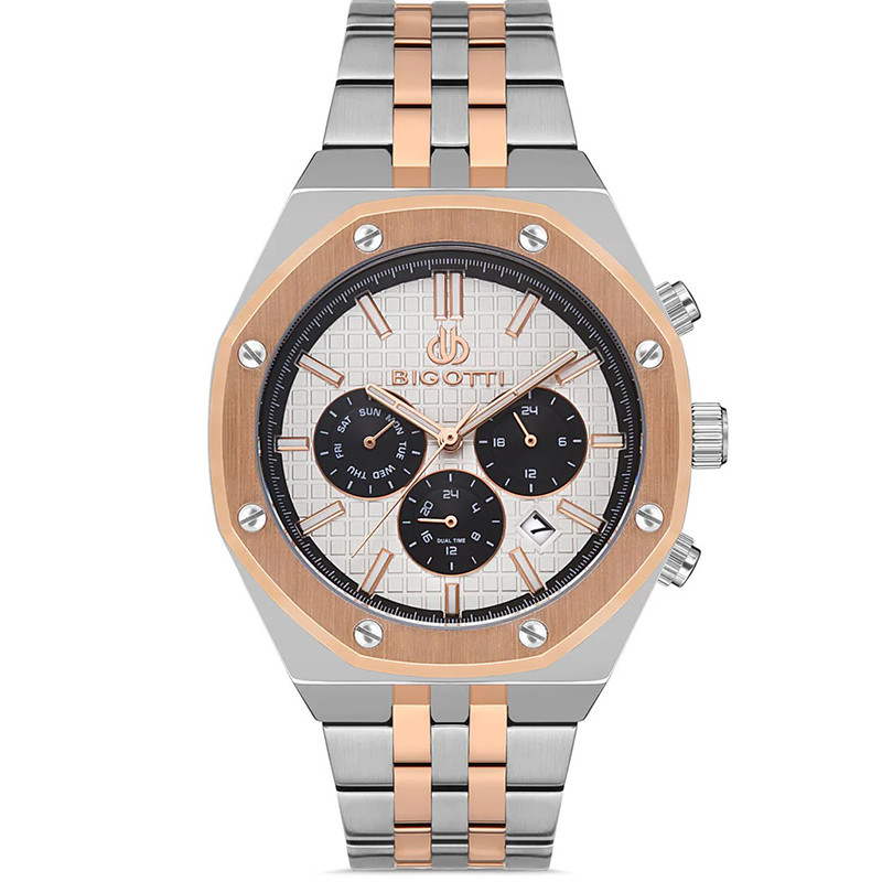 Montre Homme Bigotti Argent Et Rose Gold (BG.1.10332-3) Montre Homme Bigotti Argent Et Rose Gold (BG.1.10332-3)