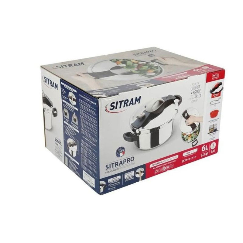 Cocotte Sitram Sitrapro 8 Litres - Inox et Rouge