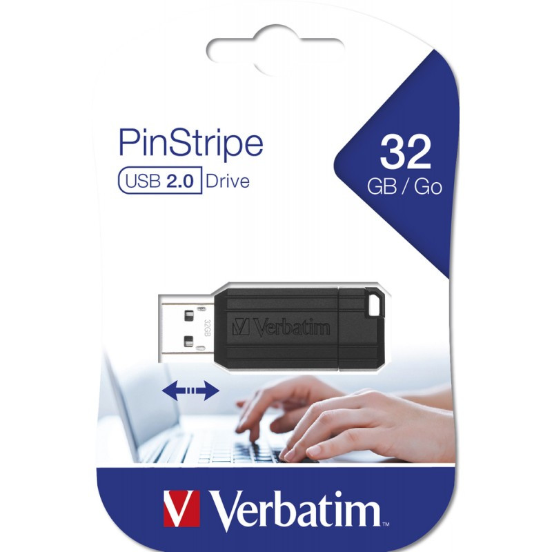 Clé USB Verbatim PinStripe USB 2.0 32 Go Noir