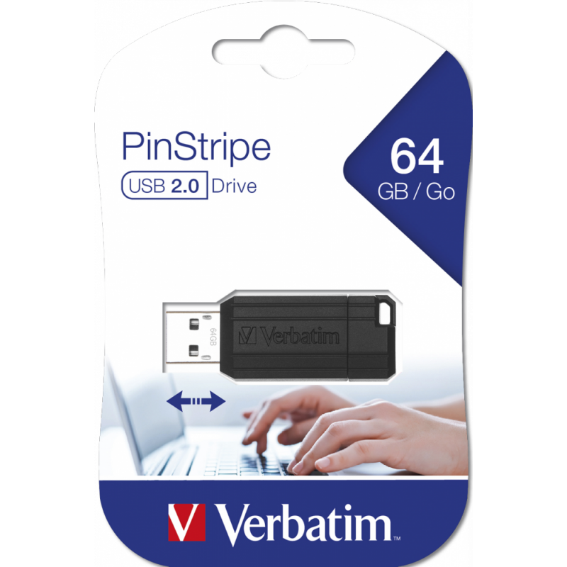 Clé USB Verbatim PinStripe USB 2.0 64 Go Noir