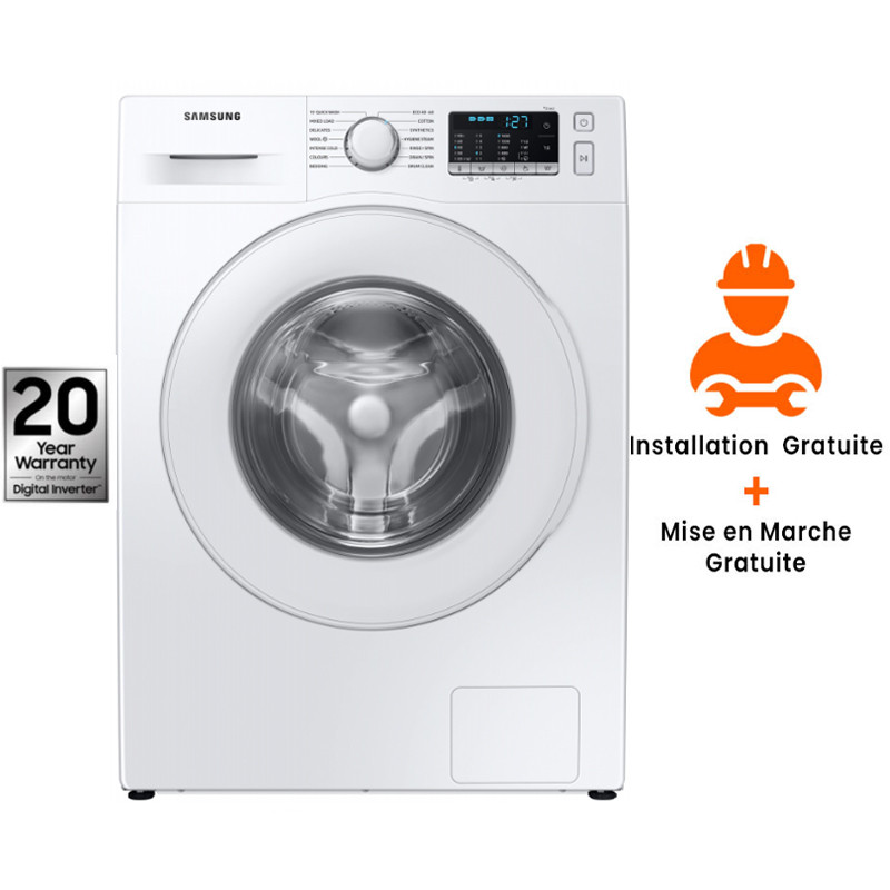 Lave linge Frontale Samsung Eco Bubble 8Kg Blanc (WW80TA046TE)