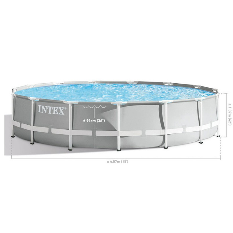 Piscine Tubulaire Intex Prism Frame Ronde 4.57 x 1.07 m Avec Pompe - Gris