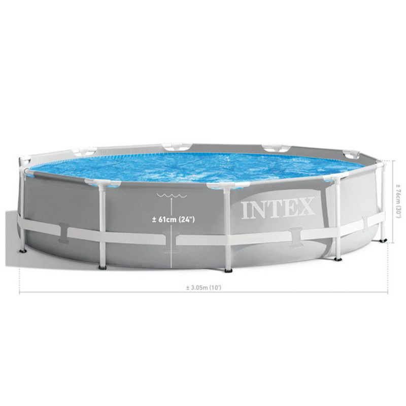 Piscine Tubulaire Intex Métal Frame Ronde 3.05 x 0.76 m Avec Pompe - Gris