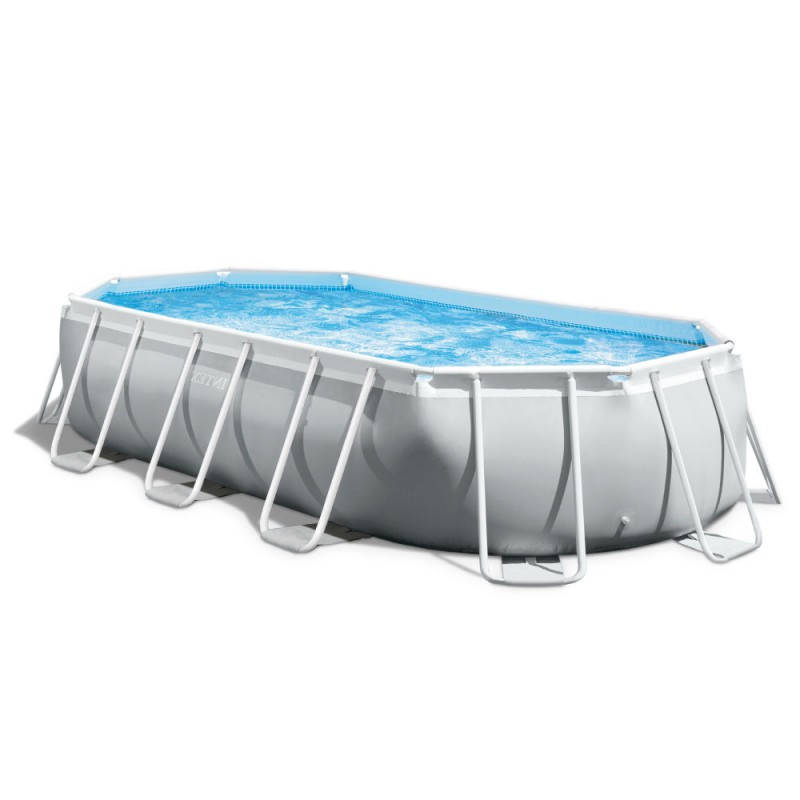 Piscine Tubulaire Intex Prism Frame ovale 6.10 x 3.05 x 1.22 m - Gris