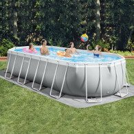 Piscine Tubulaire Intex Prism Frame ovale 6.10 x 3.05 x 1.22 m - Gris