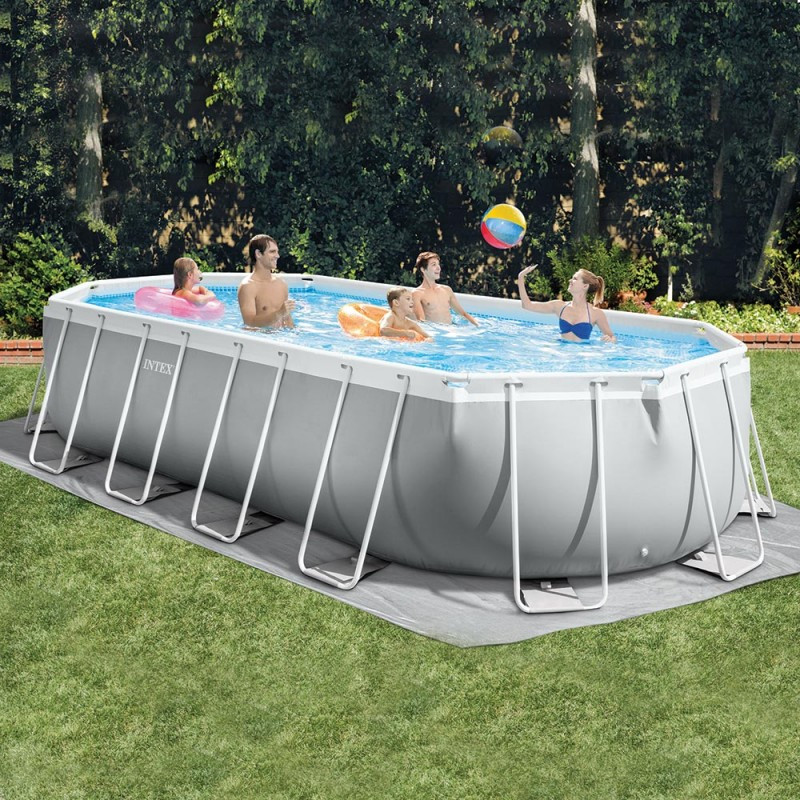 Piscine Tubulaire Intex Prism Frame ovale 6.10 x 3.05 x 1.22 m - Gris