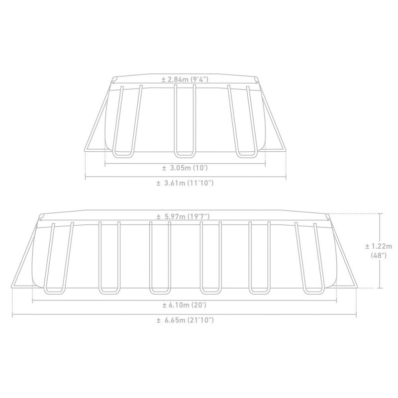 Piscine Tubulaire Intex Prism Frame ovale 6.10 x 3.05 x 1.22 m - Gris