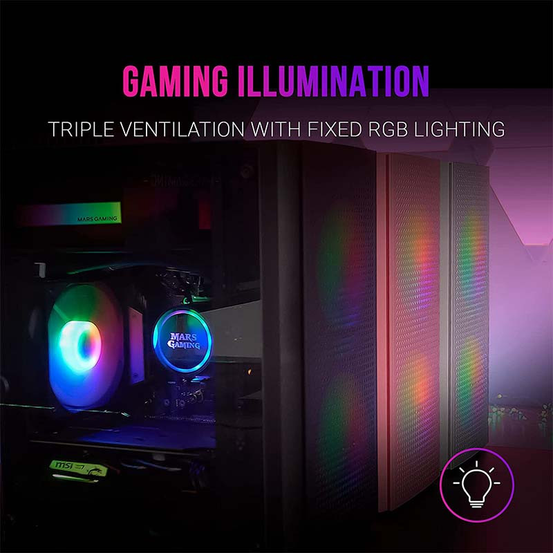 Boîtier Mars Gaming MC300 Micro-Atx Case, 3X 120MM Frgb Fa - Noir