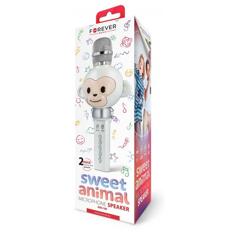 Microphone Bluetooth Forever AMS-100 Sweet Animal Avec Haut-parleur - Blanc