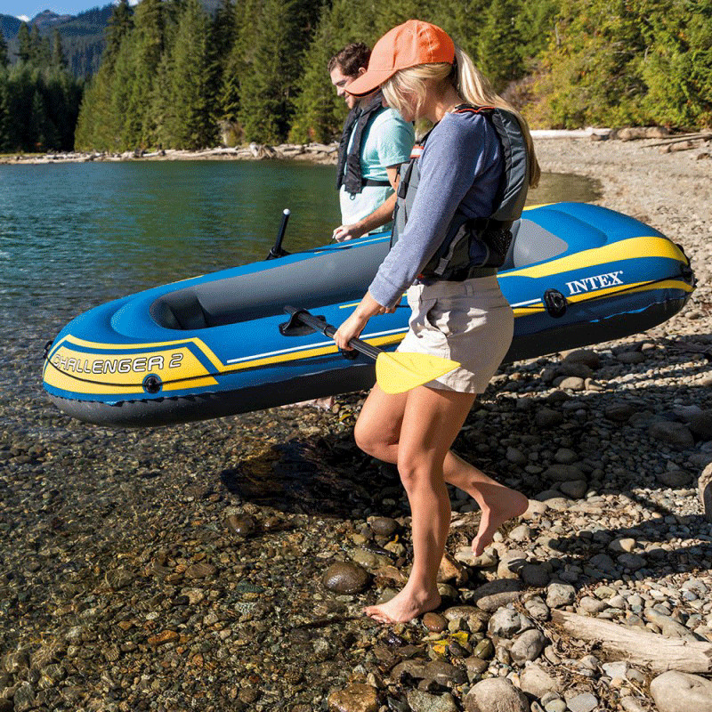 Set Bateau 2 Personnes Intex Challenger 2 68367NP - Bleu & Jaune