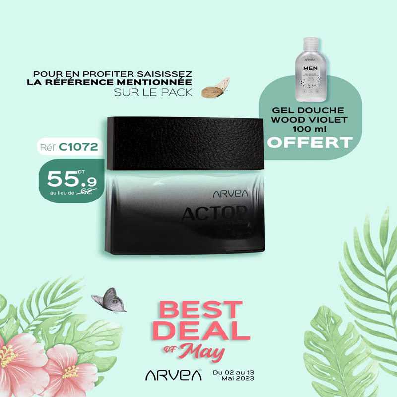 Pack Parfum Arvea Actor Homme + Gel Douche 100Ml Offerte Pack Parfum Arvea Actor Homme + Gel Douche 100Ml Offerte