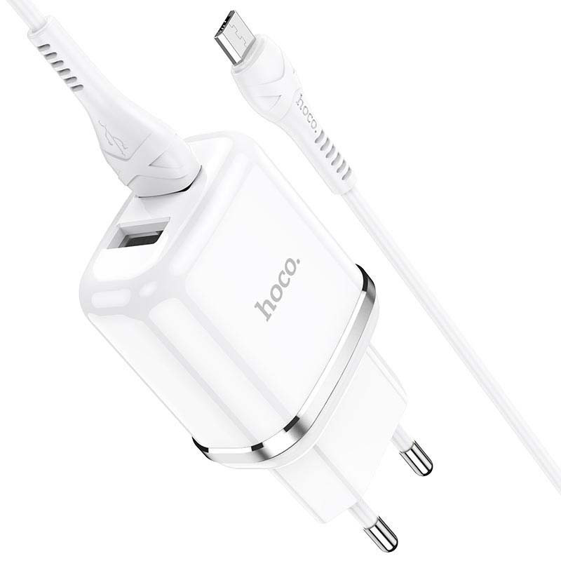 Chargeur Hoco N4 2 Ports USB Vers Micro USB - Blanc