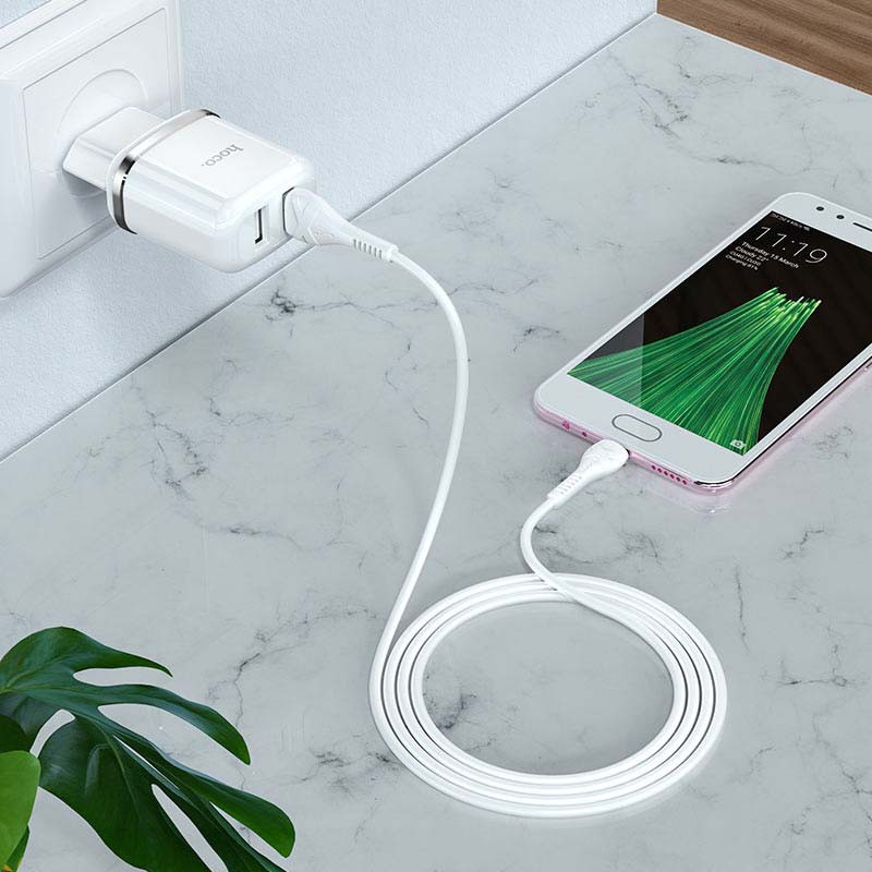 Chargeur Hoco N4 2 Ports USB Vers Micro USB - Blanc