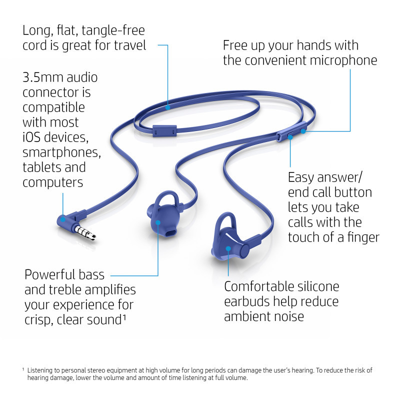 Casque intra-auriculaire HP 150 - Bleu