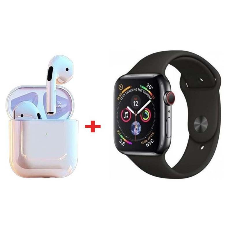 Montre Connectée W26 Pro Max Série 8 + Airpods + 2 Ceintures - Noir