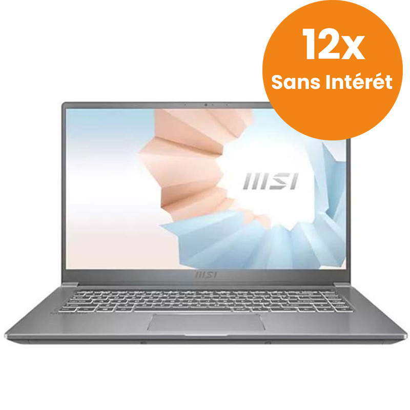 Pc Portable MSI MODERN 15 i3 10Gén 12Go 256Go SSD Gris