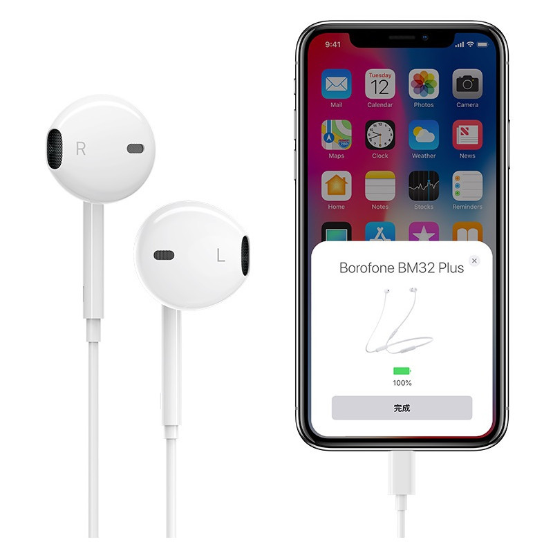 Écouteurs Borofone Avec Microphone M32 Plus Original Apple 1.2M - Blanc