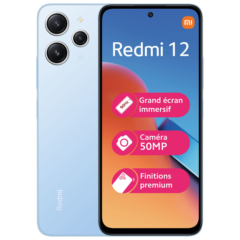 Smartphone Xiaomi Redmi 12 Mémoire 4 Go, Stockage 128 Go, couleur Bleu