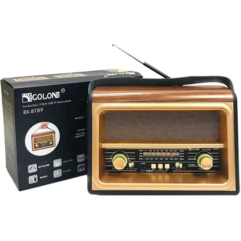 Haut Parleur Portable Radio FM de la marque Meier RX-BT89SQ couleur Marron