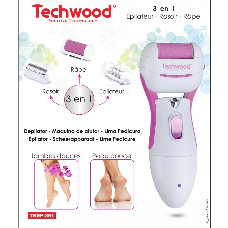 Épilateur - Rasoir - Râpe 3en1 Techwood TREP-351 - Blanc