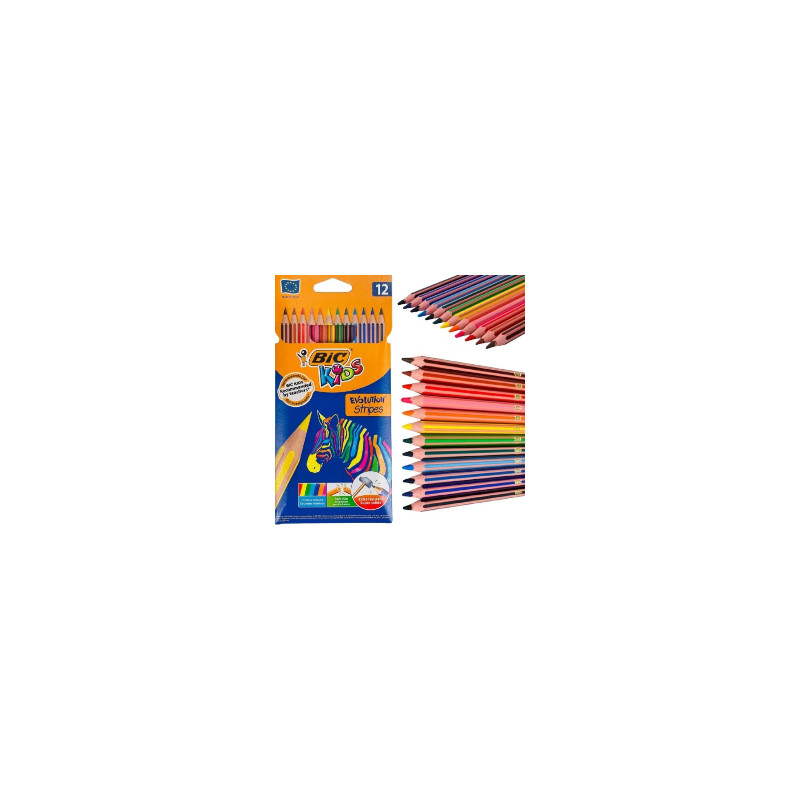 Crayon de couleur de 12-BIC KIDS Evolution Stripes