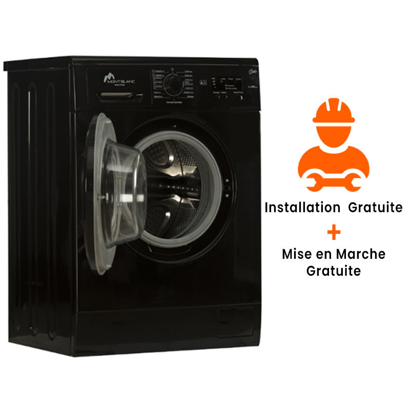 Machine à Laver Frontale de la marque Montblanc WM610B, capacité 6 KG couleur Noir