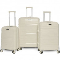 Set De 3 Valises Incassable Avec Roues Démontables Crème
