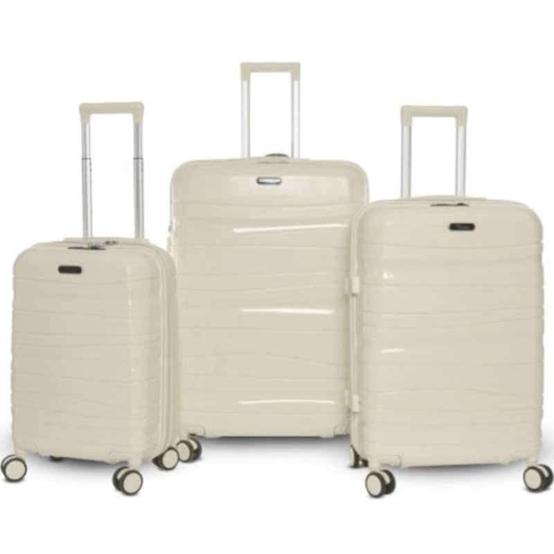 Set De 3 Valises Incassable Avec Roues Démontables Crème Set De 3 Valises Incassable Avec Roues Démontables Crème