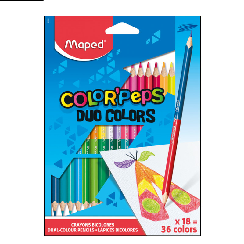 Pack de 18 Crayons couleurs Maped Duo 18/18