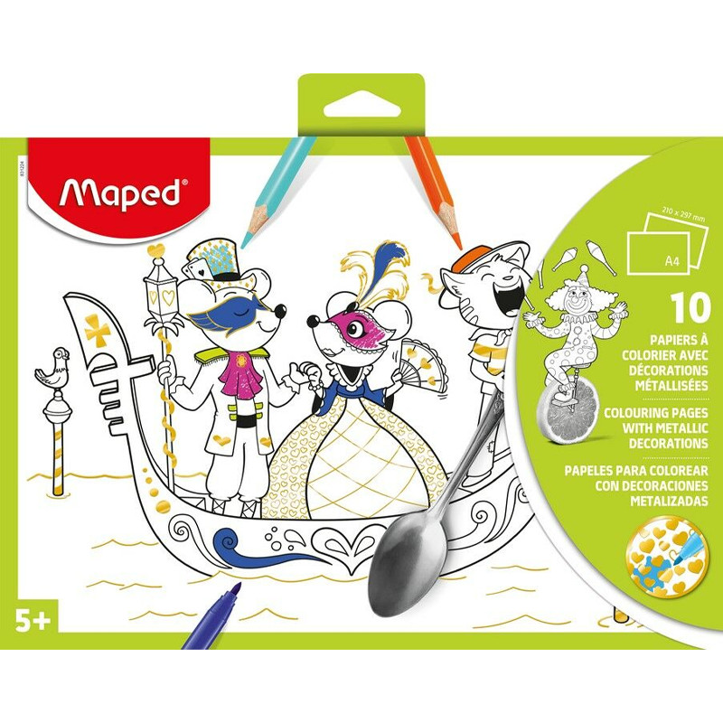 Pochette 10 papier métallisé Coul Ass Maped