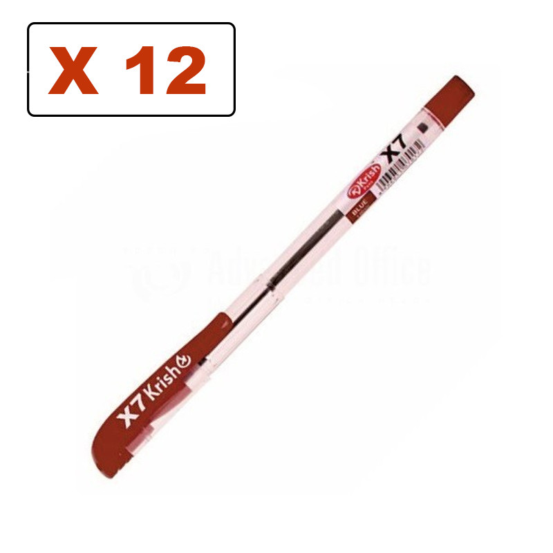 Boite De 12 Stylos À Bille Krish X7 - Rouge Boite De 12 Stylos À Bille Krish X7 - Rouge